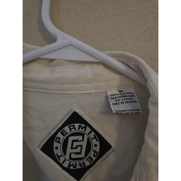 VTG 90's Color Block Striped Pockets Long Sleeve Button Down Shirt Men's Medium - Picture 5 of 6